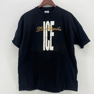 Vintage Hanes Beefy-T Los Angeles ICE Graphic T-Shirt Mens XL Black Made in USA